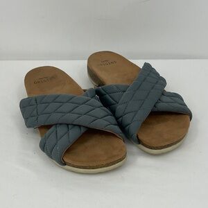 EARTH Origins Quilted Crisscross Slide Sandals in Slate Blue WOMENS SIZE 7.5 M